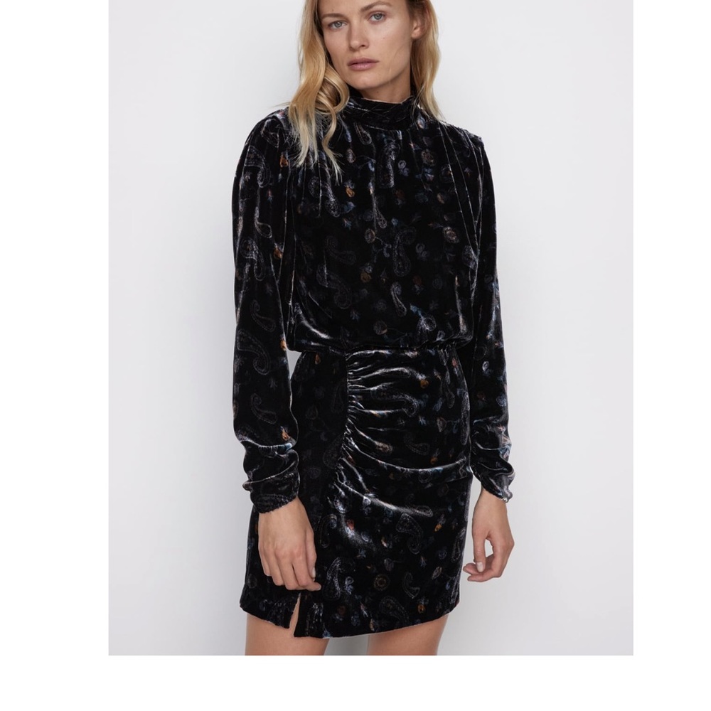 Zara floral velvet mini dress